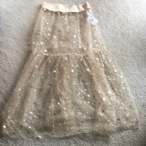 Long over skirt beige with gold stars